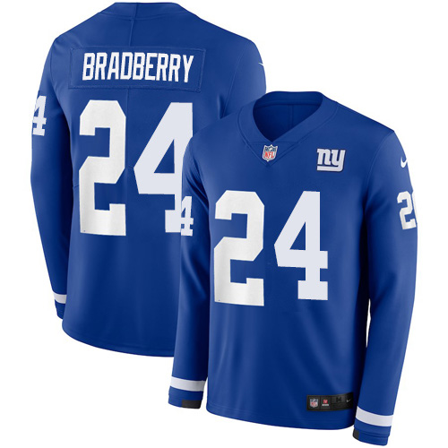 Nike Giants #24 James Bradberry Royal Blue Team Color Men's Stitched NFL Limited Therma Long Sleeve Jersey Nike Giants #24 James Bradberry Royal Blue Team Color Men's Stitched NFL Limited Therma Long Sleeve Jersey