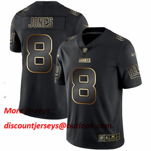 Giants #8 Daniel Jones Black Gold Men's Stitched Football Vapor Untouchable Limited Jersey