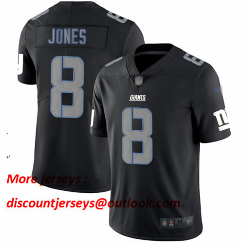 Giants #8 Daniel Jones Black Men's Stitched Football Limited Rush Impact Jersey