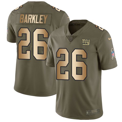 Nike Giants 26 Saquon Barkley Olive Gold Youth Salute To Service Limited Jersey Nike Giants 26 Saquon Barkley Olive Gold Youth Salute To Service Limited Jersey
