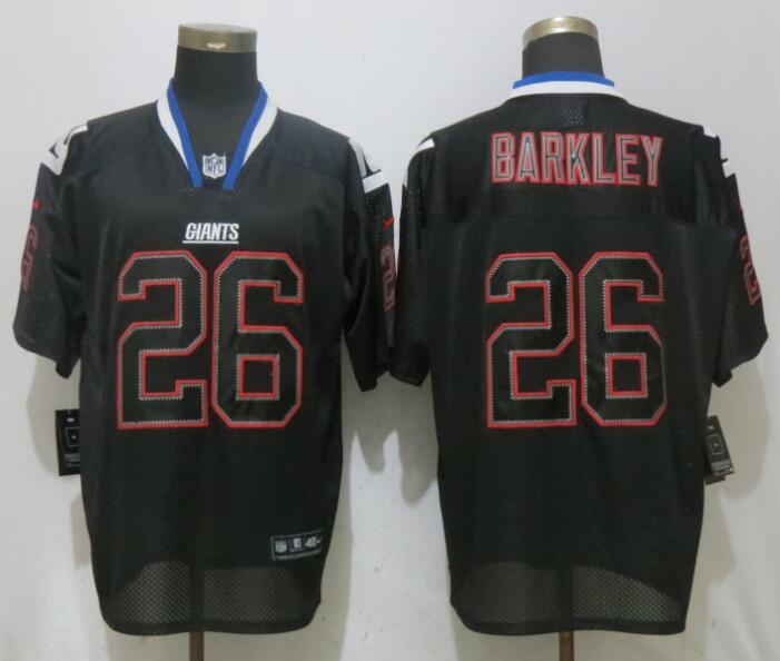 Nike Giants #26 Saquon Barkley Black Lights Out Elite Jersey