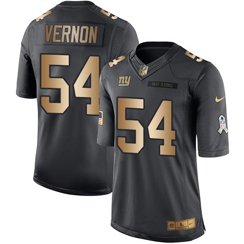 Nike Giants #54 Olivier Vernon Black Men's Stitched NFL Limited Gold Salute To Service Jersey Nike Giants #54 Olivier Vernon Black Men's Stitched NFL Limited Gold Salute To Service Jersey