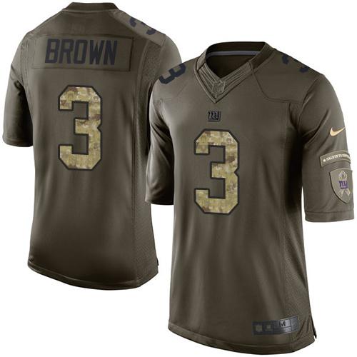 Nike Giants #3 Josh Brown Green Men's Stitched NFL Limited Salute to Service Jersey