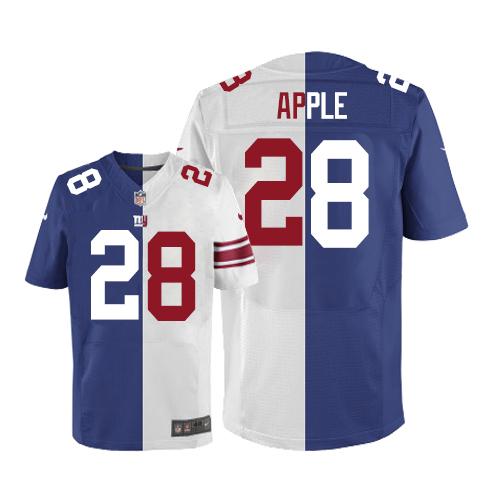 Nike Giants #28 Eli Apple Royal Blue White Men's Stitched NFL Elite Split Jersey
