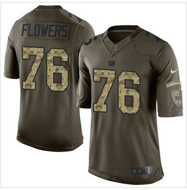 Nike New York Giants #76 Ereck Flowers Green Men's Stitched NFL Limited Salute to Service Jersey