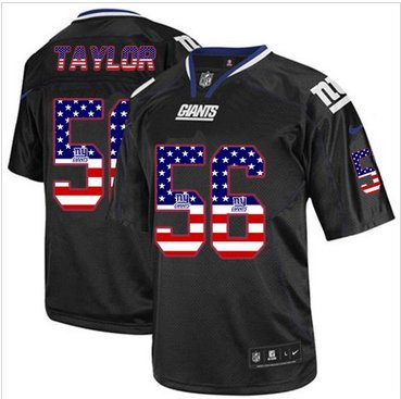 NEW New York Giants #56 Lawrence Taylor Black NFL Elite USA Flag Fashion Jersey