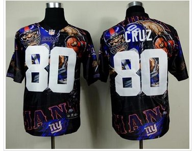 NEW Giants #80 Victor Cruz Team Color Men's Stitched NFL Elite Fanatical Version Jersey