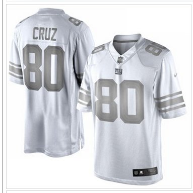 New York Giants #80 Victor Cruz White Platinum Jersey