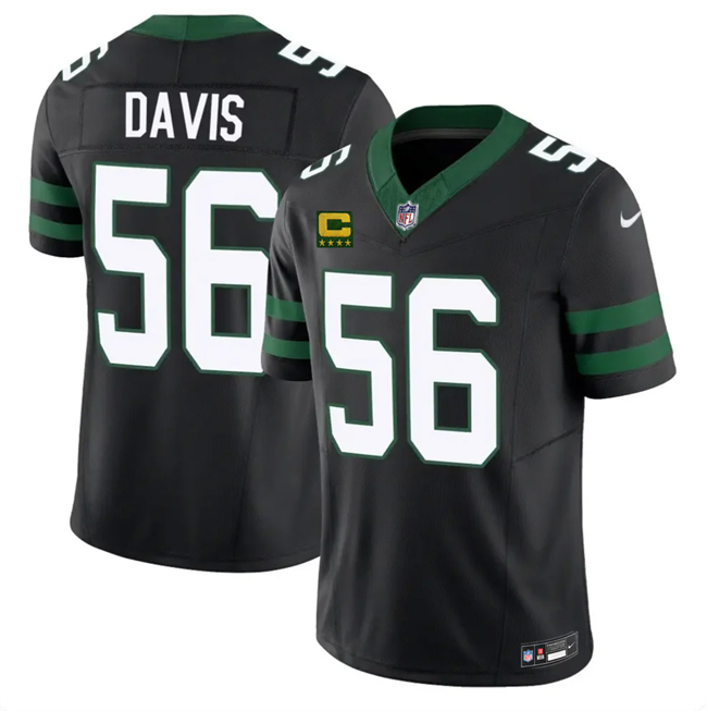 Men's New York Jets #56 Demario Davis Black 2025 F.U.S.E. 4-Star C Patch Vapor Untouchable Limited Stitched Jersey