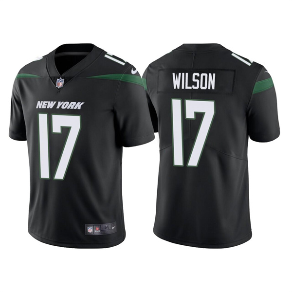 Men's New York Jets #17 Garrett Wilson 2022 Black Vapor Untouchable Limited Stitched Jersey Men's New York Jets #17 Garrett Wilson 2022 Black Vapor Untouchable Limited Stitched Jersey