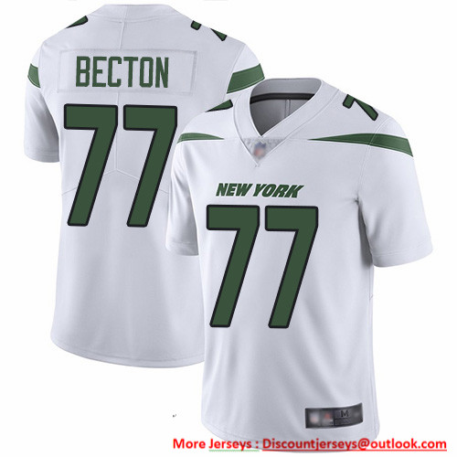 Nike Jets #77 Mekhi Becton White Men's Stitched NFL Vapor Untouchable Limited Jersey