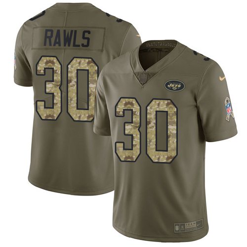 Nike Jets 30 Thomas Rawls Olive Camo Salute To Service Limited Jersey Nike Jets 30 Thomas Rawls Olive Camo Salute To Service Limited Jersey