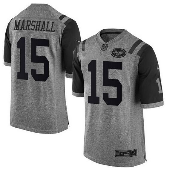 Nike Jets #15 Brandon Marshall Gray Men's Stitched NFL Limited Gridiron Gray Jersey