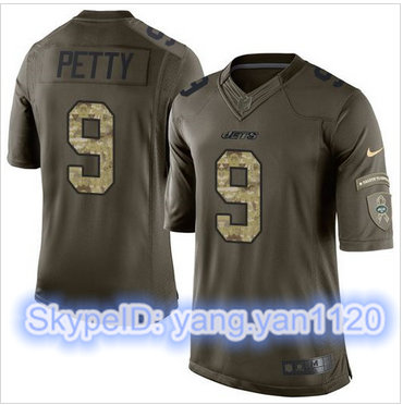 Nike New York Jets #9 Bryce Petty Green Men's Stitched NFL Limited Salute to Service Jersey