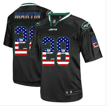 New New York Jets #28 Curtis Martin Black Men''s Stitched NFL Elite USA Flag Fashion Jersey