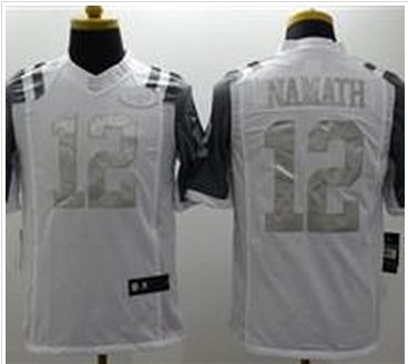 New New York Jets #12 Joe Namath White Men's Stitched NFL Limited Platinum Jersey