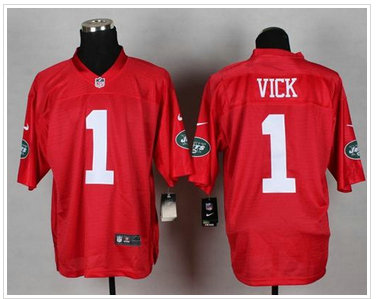 New York Jets #1 Michael Vick Red NFL Elite QB Practice Jersey