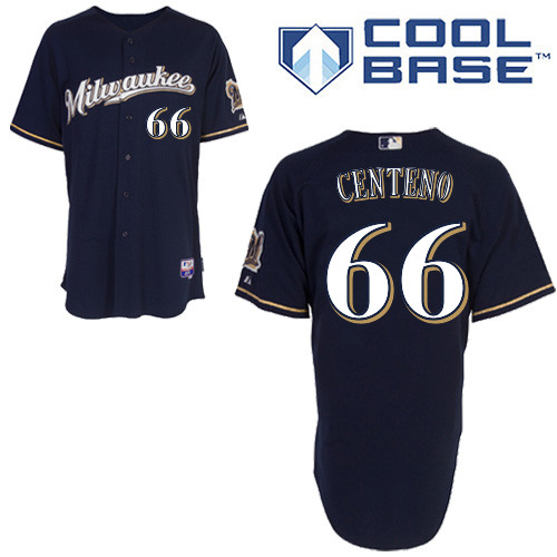 Milwaukee #66Juan Centeno Brewers Authentic Personalized Alternate Road Blue Jersey