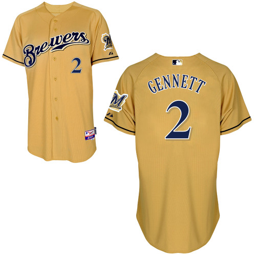 Milwaukee Brewers #2Scooter Gennett Authentic Personalized Alternate yellow Jersey