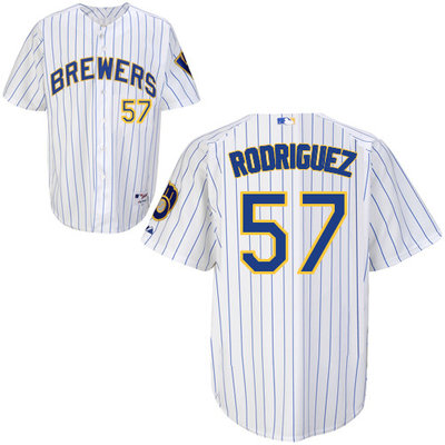 Milwaukee Brewers #57Francisco Rodriguez Authentic Personalized Alternate Home White Jersey