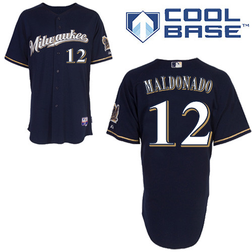 Milwaukee #12Martin Maldonado Brewers Authentic Personalized Alternate Road Blue Jersey