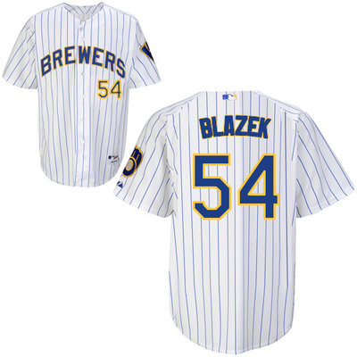 Milwaukee Brewers #54Michael Blazek Authentic Personalized Alternate Home White Jersey