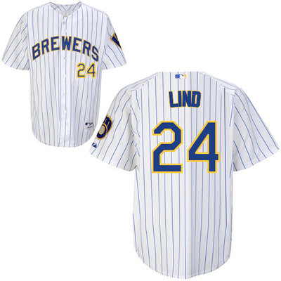 Milwaukee Brewers #24Adam Lind Authentic Personalized Alternate Home White Jersey