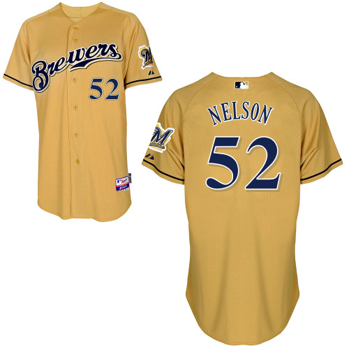 Milwaukee Brewers #52Jimmy Nelson Authentic Personalized Alternate yellow Jersey