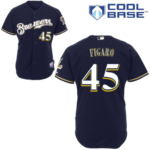 Milwaukee Brewers #45Alfredo Figaro Authentic Personalized Alternate Blue Jersey