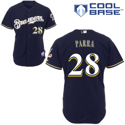 Milwaukee Brewers #28Gerardo Parra Authentic Personalized Alternate Blue Jersey