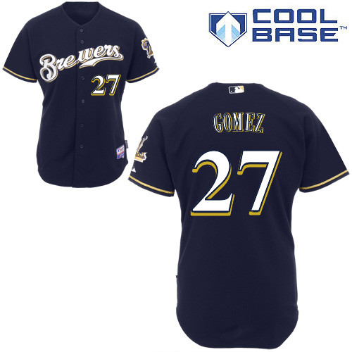 Milwaukee Brewers #27 Carlos Gomez Authentic Personalized Alternate Blue Jersey