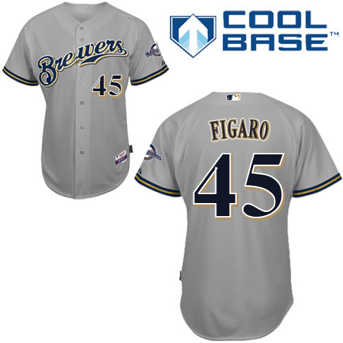 Milwaukee Brewers #45Alfredo Figaro Authentic Personalized Road Gray Jersey