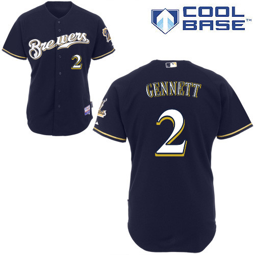 Milwaukee Brewers #2Scooter Gennett Authentic Personalized Alternate Blue Jersey