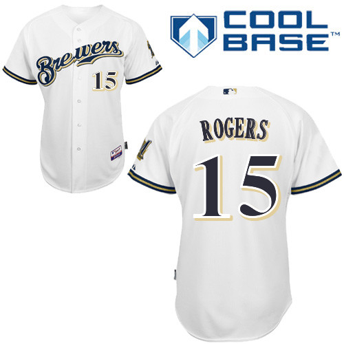 Milwaukee Brewers #15Jason Rogers Authentic Personalized Home White Jersey
