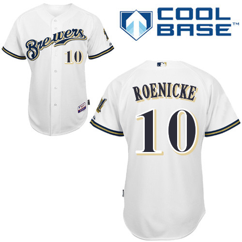 Milwaukee Brewers #10Ron Roenicke Authentic Personalized Home White Jersey