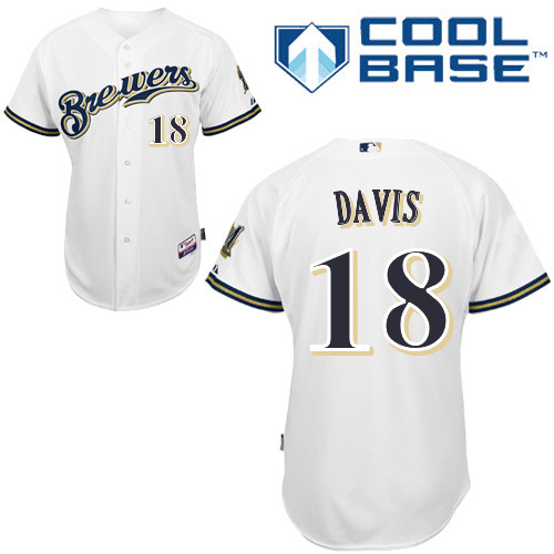 Milwaukee Brewers #18Khris Davis Authentic Personalized Home White Jersey Milwaukee Brewers #18Khris Davis Authentic Personalized Home White Jersey