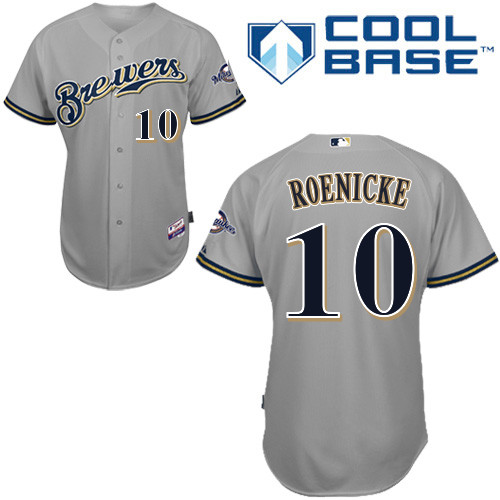 Milwaukee Brewers #10Ron Roenicke Authentic Personalized Road Gray Jersey