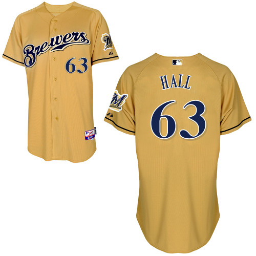 Milwaukee Brewers #63 HallAuthentic Personalized Alternate yellow Jersey