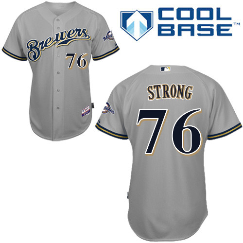 Milwaukee Brewers #76 Strong Authentic Personalized Road Gray Jersey