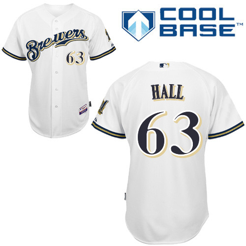 Milwaukee Brewers #63 Hall Authentic Personalized Home White Jersey