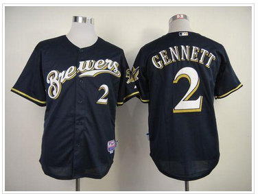 Milwaukee Brewers #2 Scooter Gennett Navy Blue Alternate Cool Base Stitched Jersey