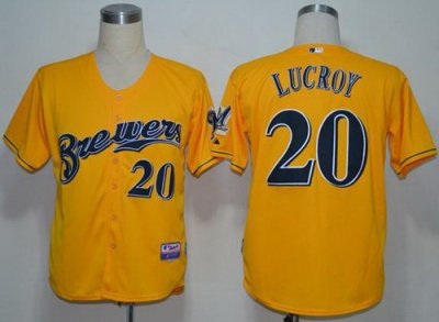 Milwaukee Brewers 20 Lucroy Yellow MLB Jerseys Milwaukee Brewers 20 Lucroy Yellow MLB Jerseys
