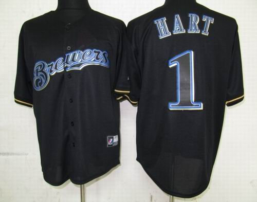 Milwaukee Brewers 1 Corey Hart Pitch Black Fashion Jersey