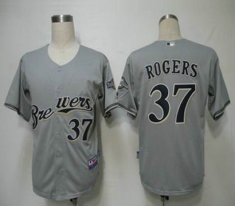 MLB Jerseys Milwaukee Brewers 37 Rogers Grey Cool