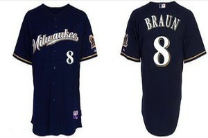 Milwaukee Brewers 8 Ryan Braun Baseball blue Jerseys