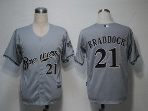 MLB Jerseys Milwaukee Brewers 21 Braddock Grey Cool Base