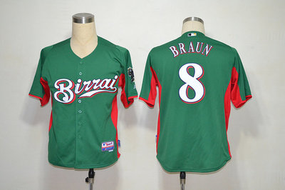 MLB Milwaukee Brewers 8 Ryan Braun Green Jerseys