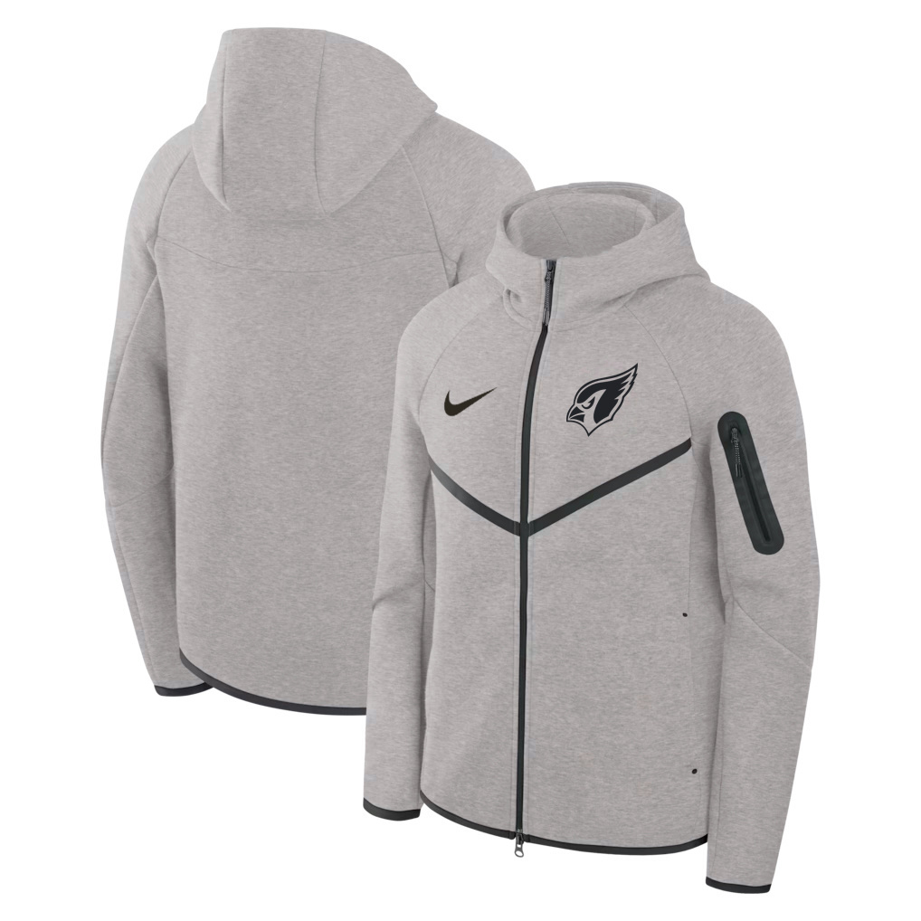 Men's Arizona Cardinals Grey Tech Fleece Windrunner Full-Zip Hoodie