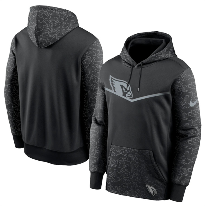 Men's Arizona Cardinals Black Reflective Therma Hoodie Men's Arizona Cardinals Black Reflective Therma Hoodie