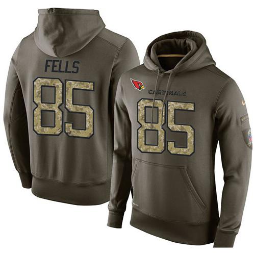 NFL Men's Nike Arizona Cardinals #85 Darren Fells Stitched Green Olive Salute To Service KO Performance Hoodie NFL Men's Nike Arizona Cardinals #85 Darren Fells Stitched Green Olive Salute To Service KO Performance Hoodie